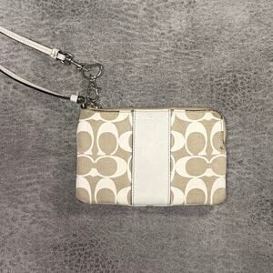 Coach Signature Monogram Beige Wristlet
